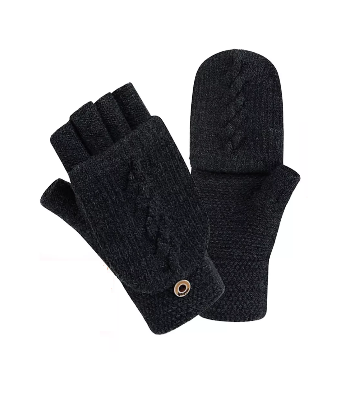 Foto 1 | Guantes Tejidos Belug Negros Dedos Descubiertos para Hombre