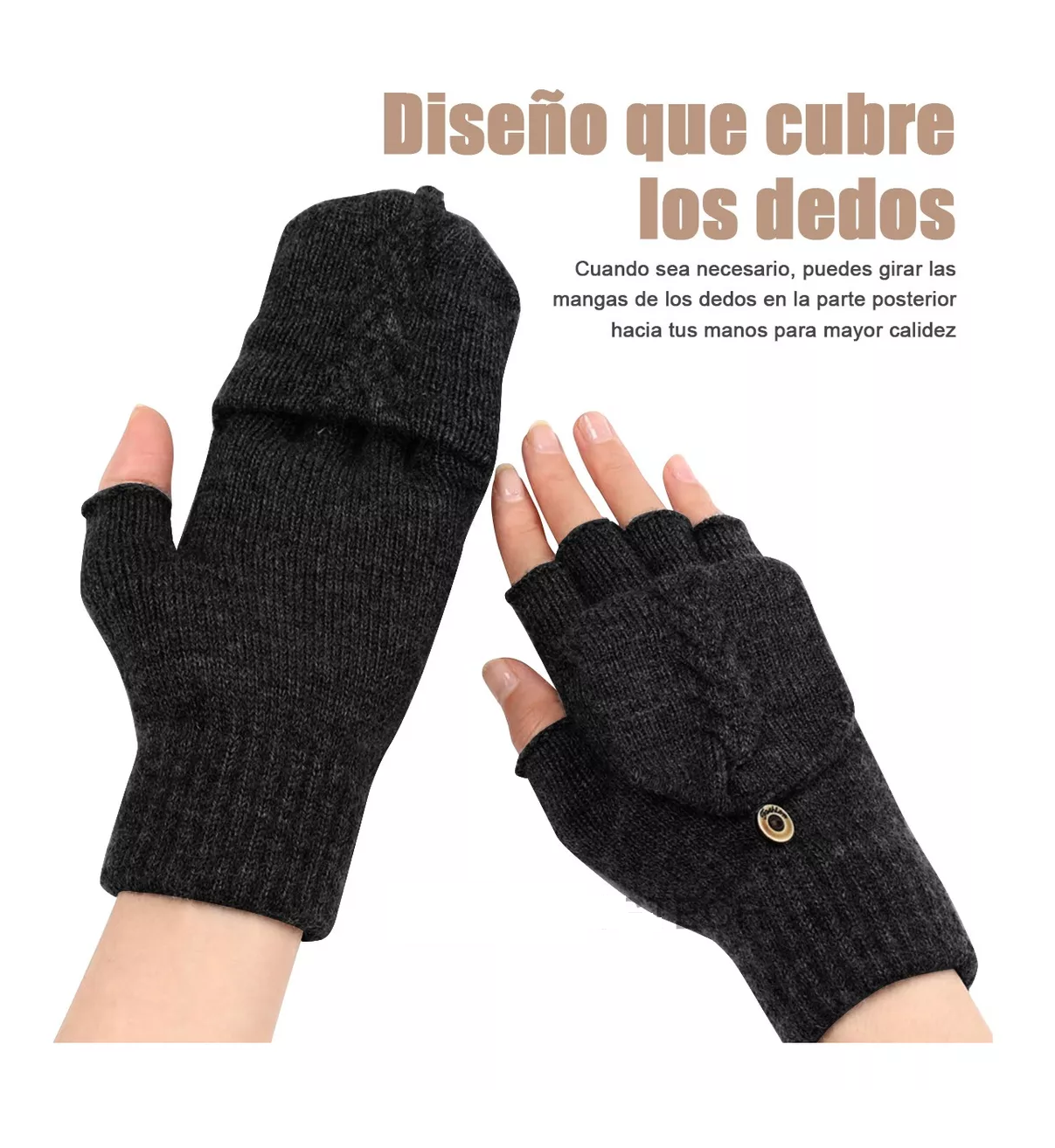 Foto 3 | Guantes Tejidos Belug Negros Dedos Descubiertos para Hombre