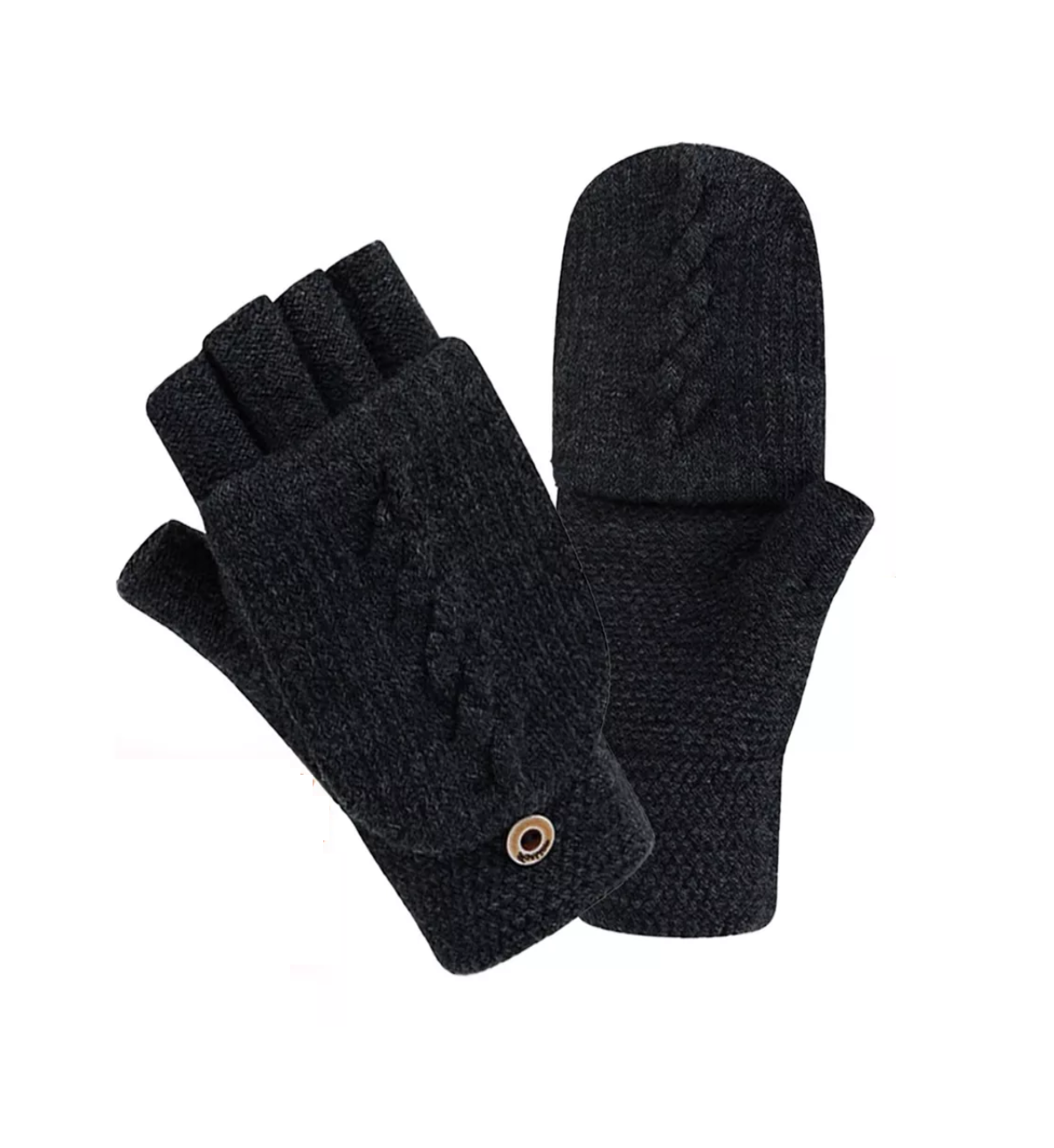 Foto 2 pulgar | Guantes Tejidos Invierno Frio Dedos Descubiertos Negro para Hombre