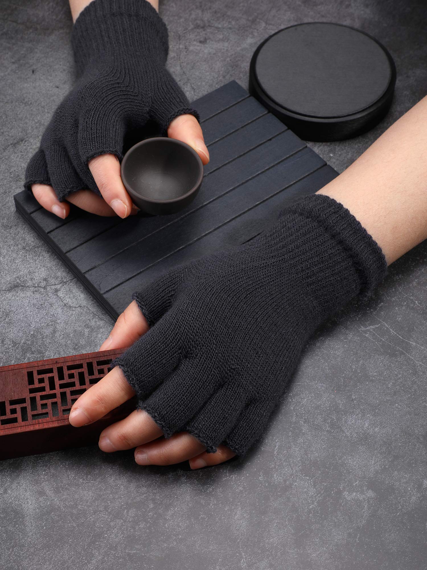 Foto 3 pulgar | Guantes Satinior de Punto Elástico para Invierno 2 Pares - Venta Internacional