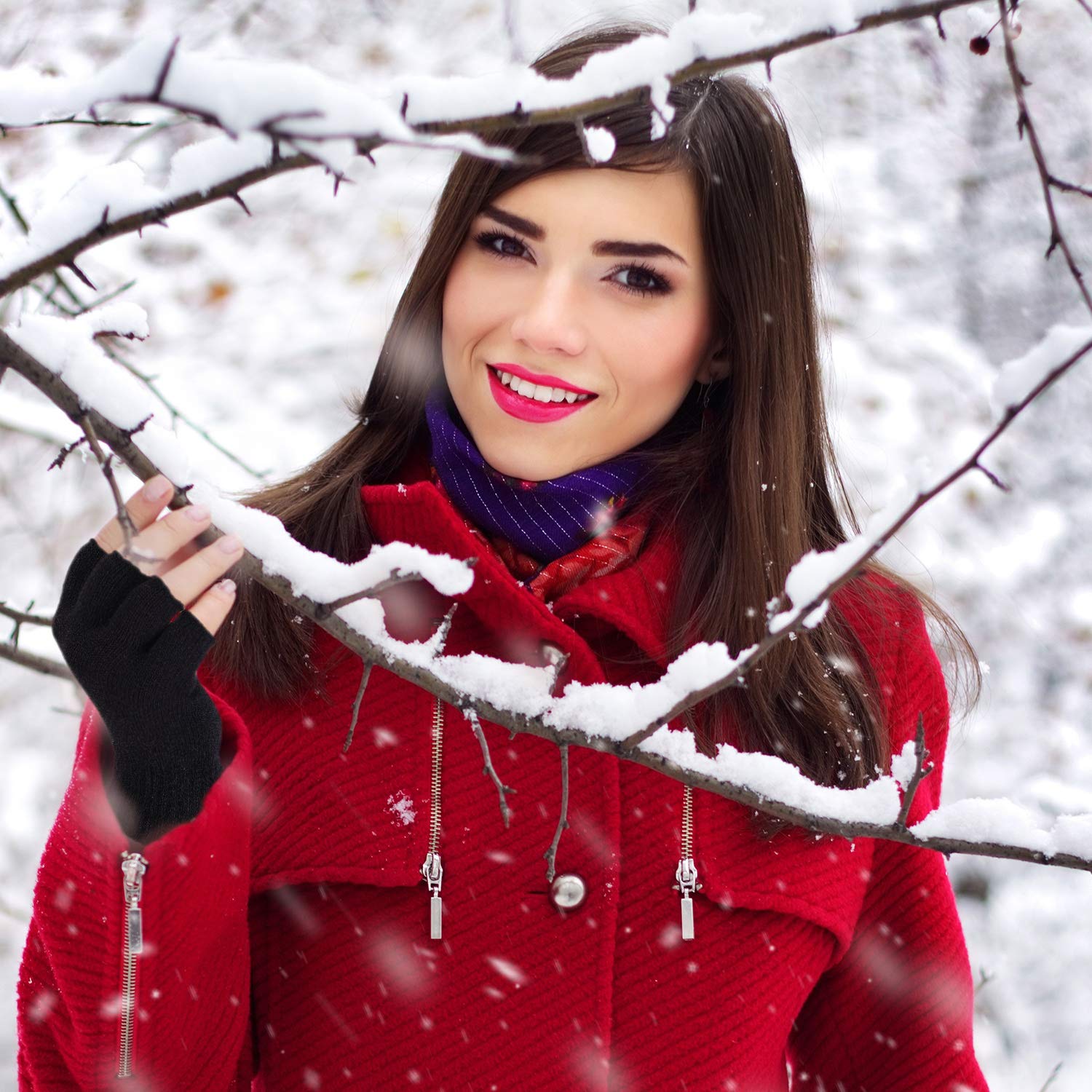 Foto 7 pulgar | Guantes Satinior de Punto Elástico para Invierno 2 Pares - Venta Internacional