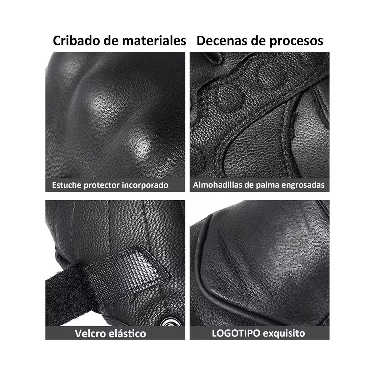 Foto 4 pulgar | Guantes Para Moto De Piel Tallla M/g Eo Safe Imports Esi-17018 Negro