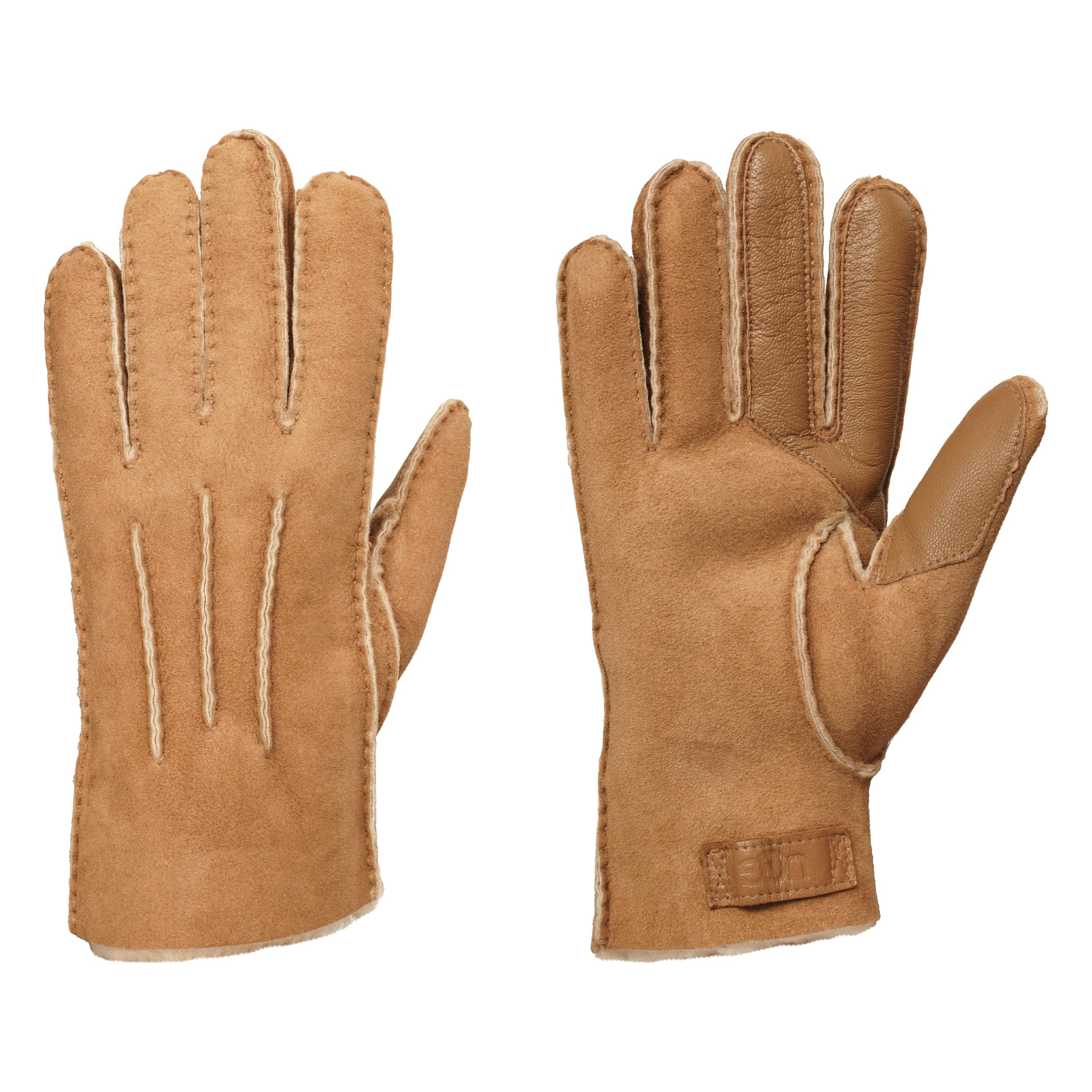 Foto 2 pulgar | Guantes Ugg De Piel De Oveja En Contraste Para Hombre, Color Marrón Castaño, Talla L - Venta Internacional.