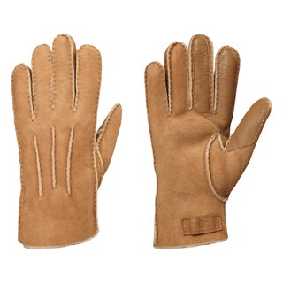 Foto 1 | Guantes Ugg De Piel De Oveja En Contraste Para Hombre, Color Marrón Castaño, Talla L - Venta Internacional.