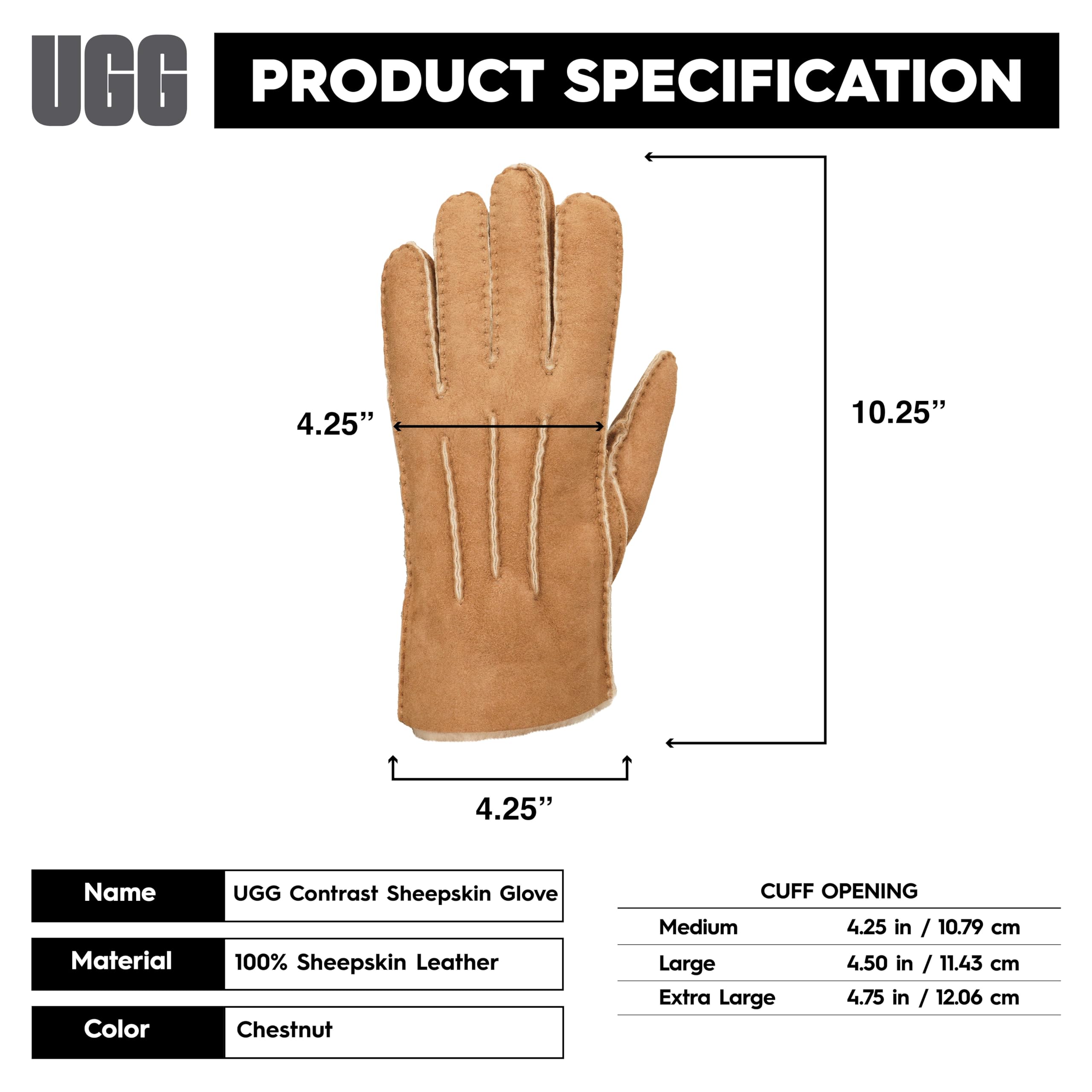 Foto 5 pulgar | Guantes Ugg De Piel De Oveja En Contraste Para Hombre, Color Marrón Castaño, Talla L - Venta Internacional.