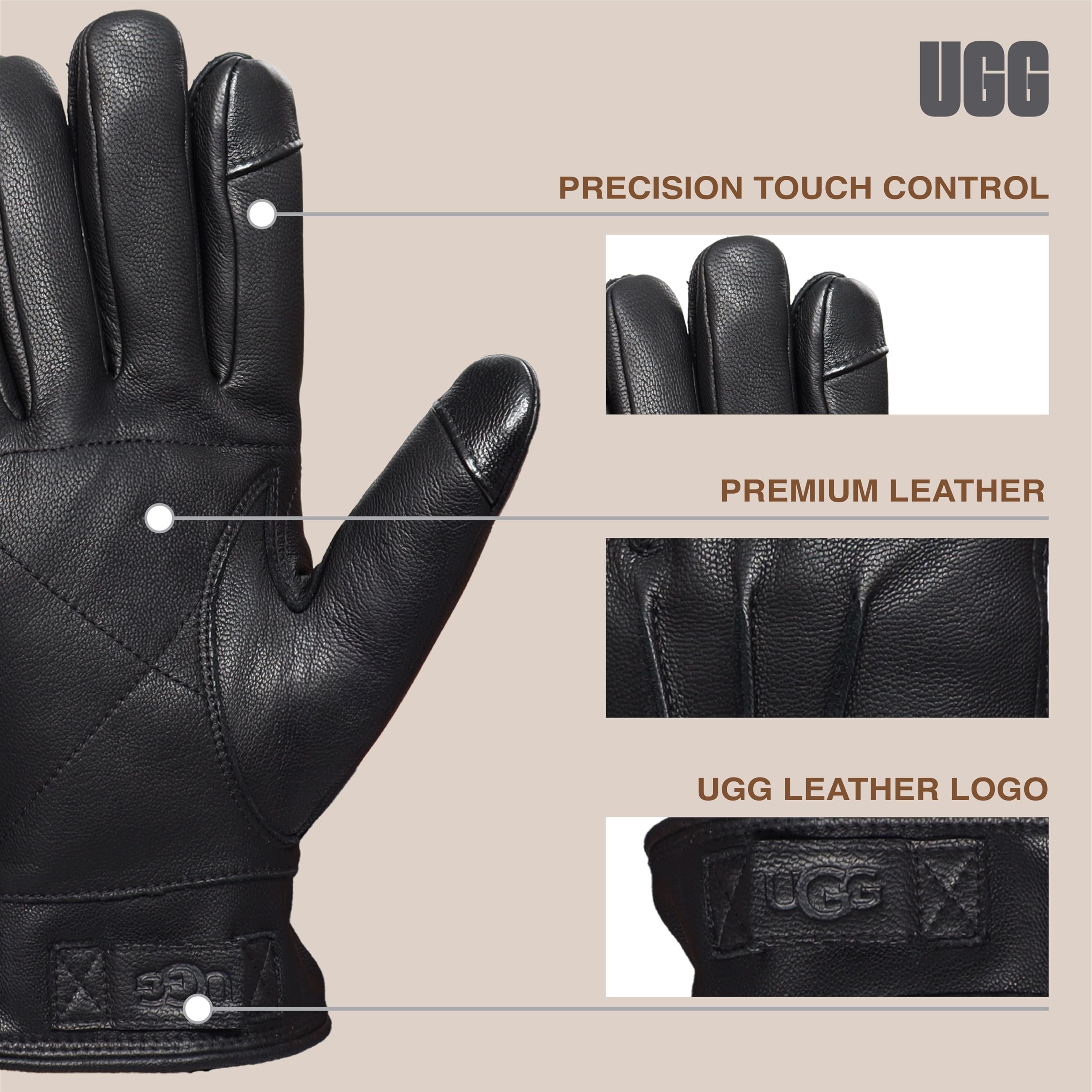 Foto 4 | Guantes Ugg de Piel Talla Xl - Venta Internacional