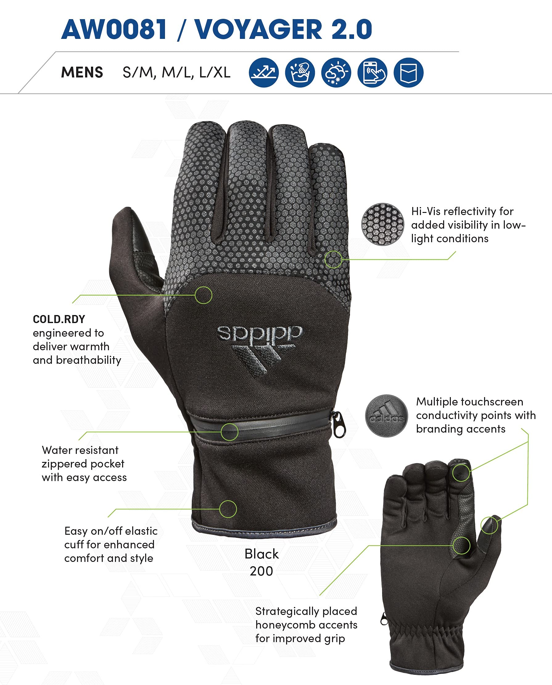 Foto 4 pulgar | Guantes Adidas Winter Performance Voyager 2.0 Reflective Black - Venta Internacional.