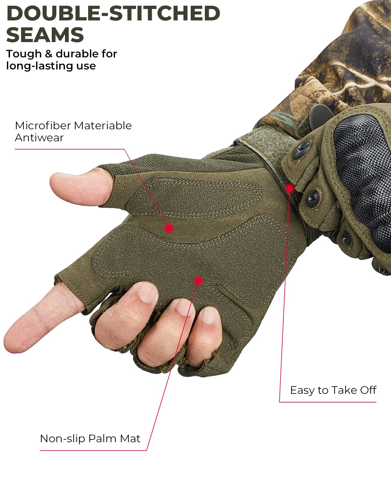 Foto 5 pulgar | Guantes Tácticos Kemimoto Fingerless Para Hombre Y Moto - Venta Internacional.