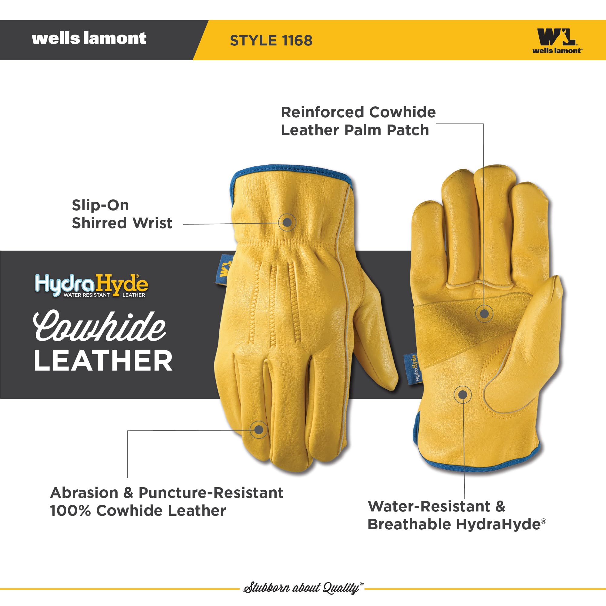 Foto 7 | Guantes De Trabajo Wells Lamont Slip-on Hydrahyde De Piel Completa - Venta Internacional.