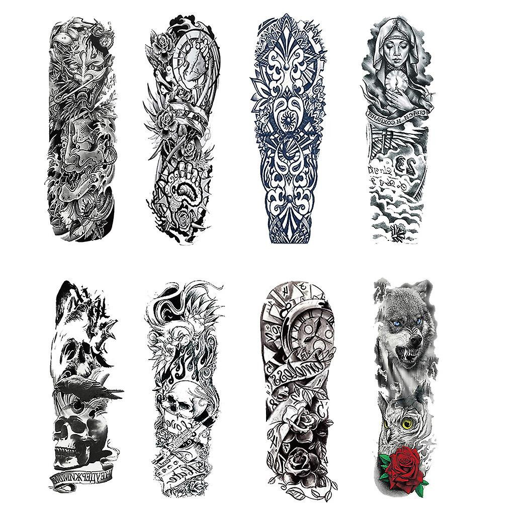 Foto 2 pulgar | Pegatinas Temporales Para Tatuajes Huoguo  8 Hojas  Para Brazo Completo - Venta Internacional.