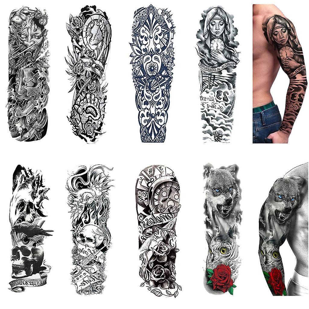 Foto 3 pulgar | Pegatinas Temporales Para Tatuajes Huoguo  8 Hojas  Para Brazo Completo - Venta Internacional.