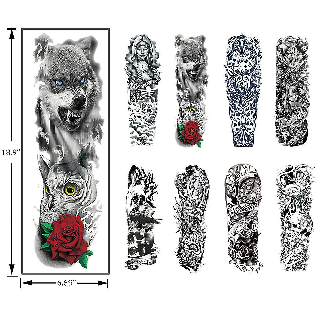 Foto 4 | Pegatinas Temporales Para Tatuajes Huoguo  8 Hojas  Para Brazo Completo - Venta Internacional.