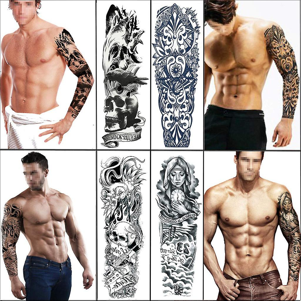 Foto 6 pulgar | Pegatinas Temporales Para Tatuajes Huoguo  8 Hojas  Para Brazo Completo - Venta Internacional.