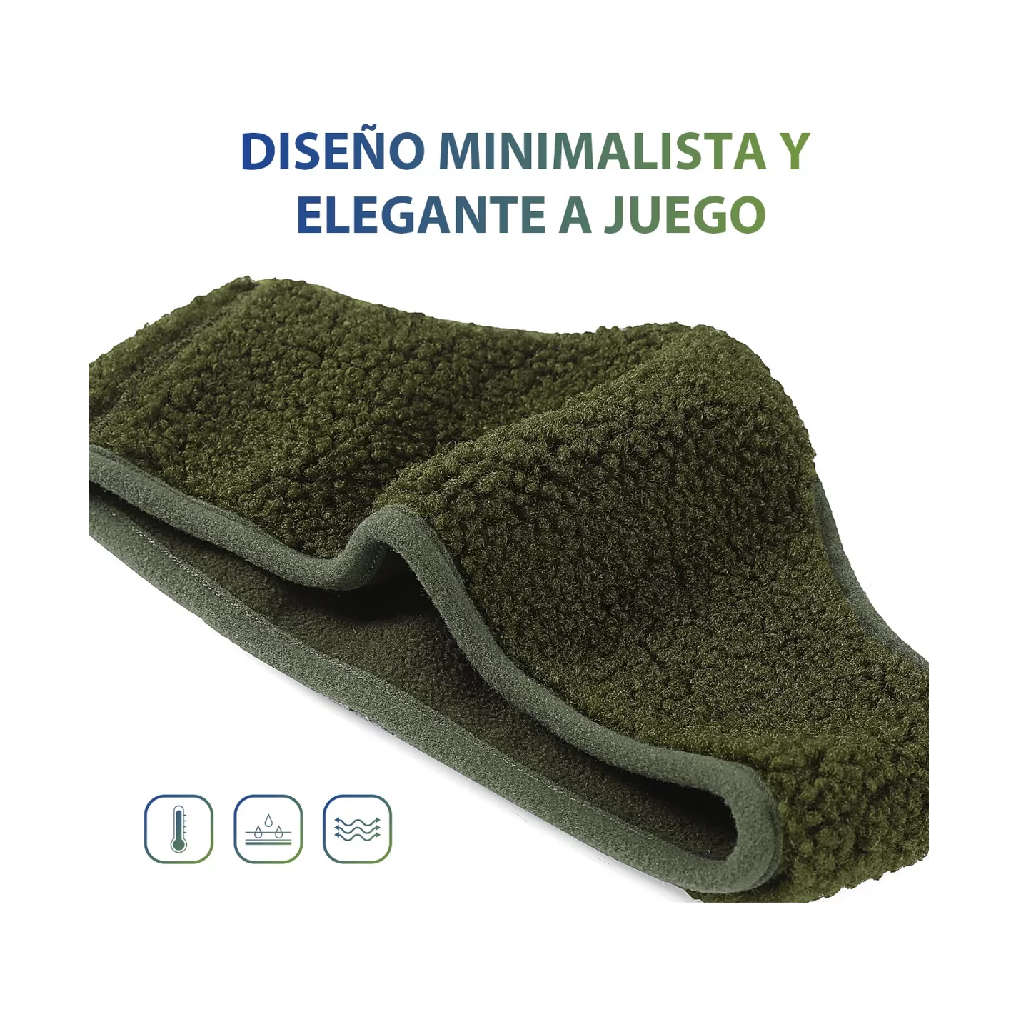 Foto 4 pulgar | Orejeras Térmicas Diadema de Invierno 2 pzas Verde y Azul Marino Unisex