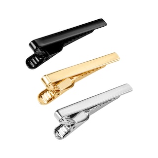 Foto 3 | Pisacorbatas Puentes Denver Slim Fit color Dorado/ Negro/Plateado 3.8 cm Largo en Caja de Regalo- 3 Piezas