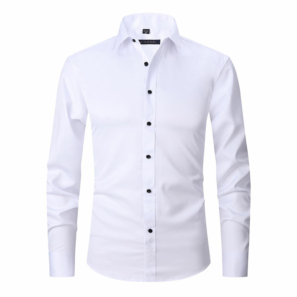 Camisa Elástica Antiarrugas Que No Necesita Planchado, Ajustada, Para Hombre - Venta Internacional.