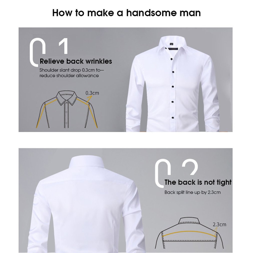 Foto 3 pulgar | Camisa Elástica Antiarrugas Que No Necesita Planchado, Ajustada, Para Hombre - Venta Internacional.