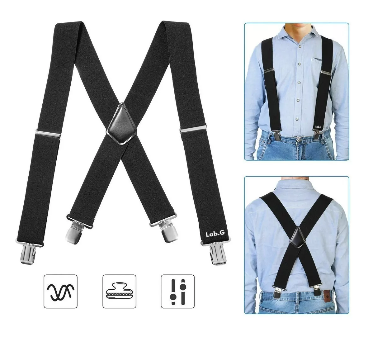 Foto 4 pulgar | Tirantes Para Caballero Elegantes, Ajustables Y Elásticos Negro