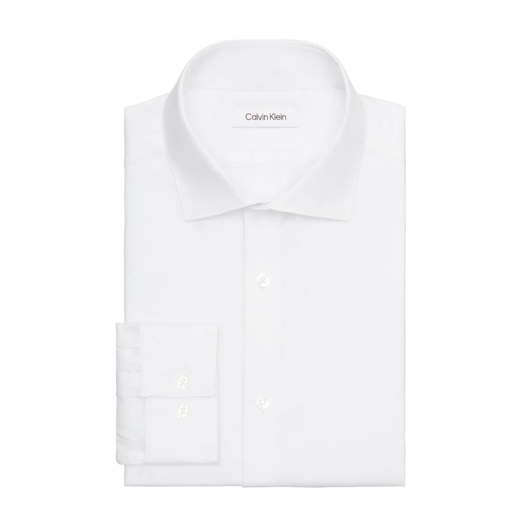 Foto 4 pulgar | Camisa De Vestir Calvin Klein, No Elástica, Ajustada Al Hierro, Blanca - Venta Internacional.