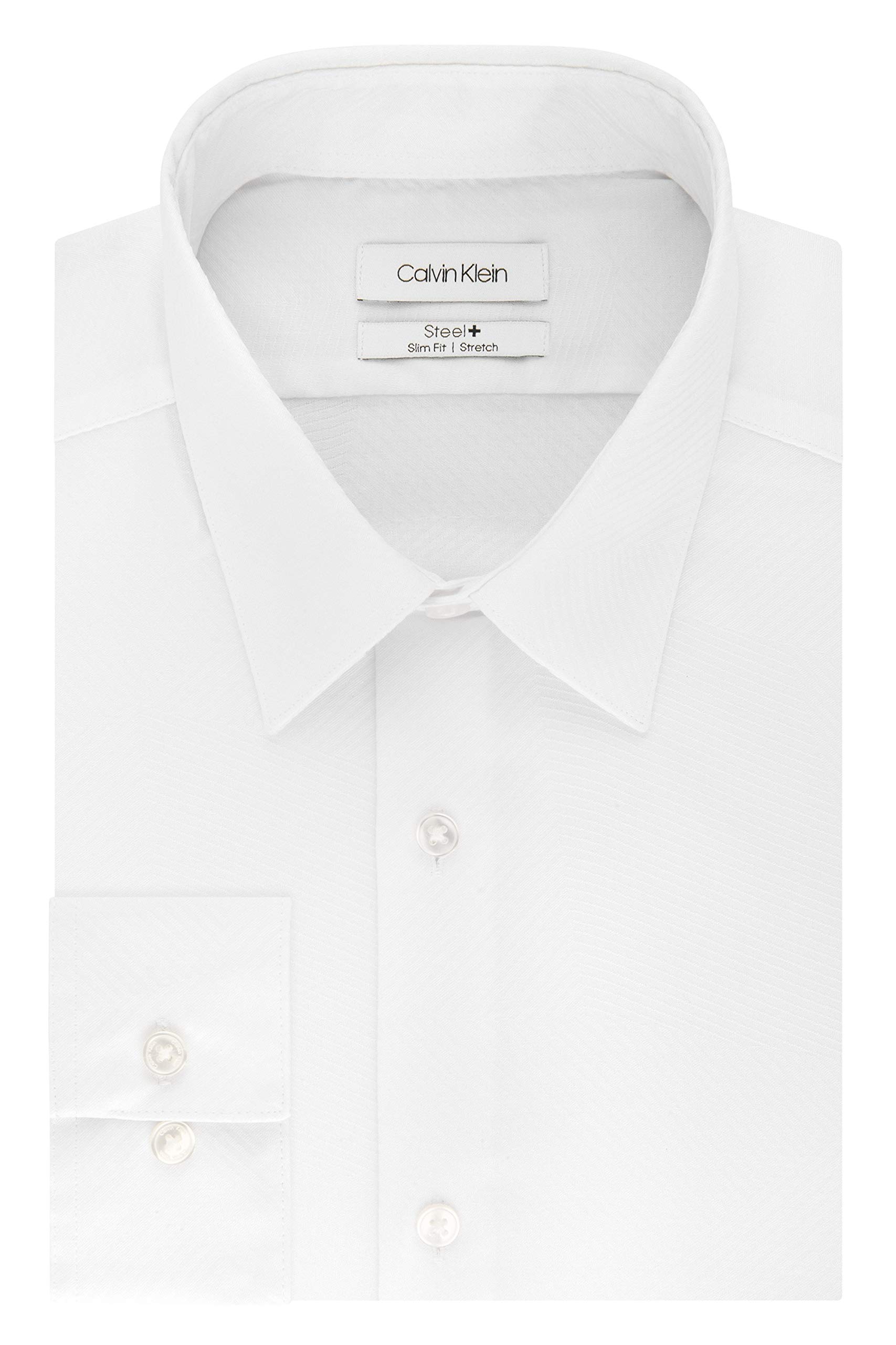 Camisa De Vestir Calvin Klein, No Elástica, Ajustada Al Hierro, Blanca - Venta Internacional.
