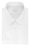 Camisa De Vestir Calvin Klein, No Elástica, Ajustada Al Hierro, Blanca - Venta Internacional.