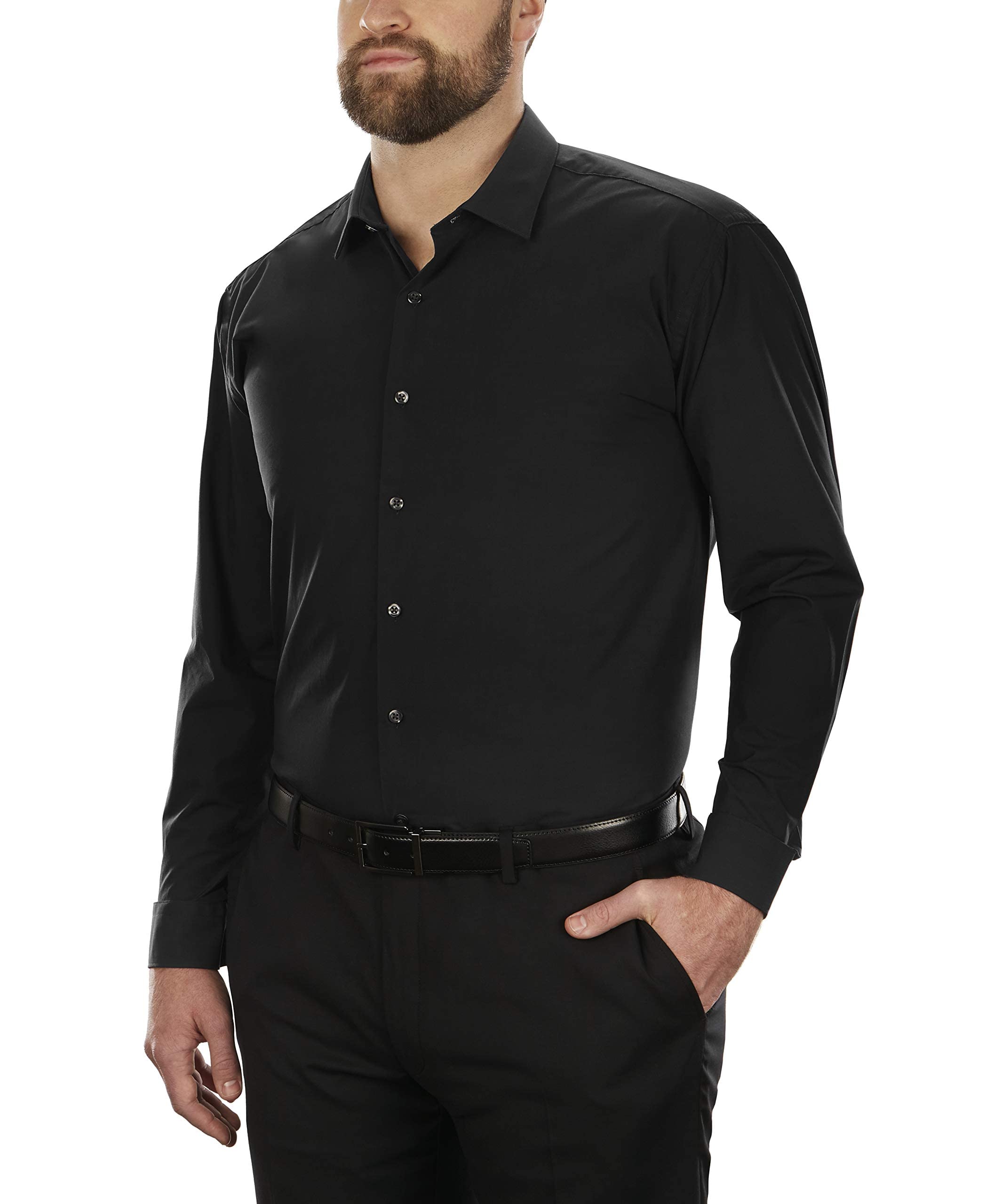 Foto 1 | Camisa De Vestir Kenneth Cole Unlisted Para Hombres Negros Grandes Y Altos - Venta Internacional.