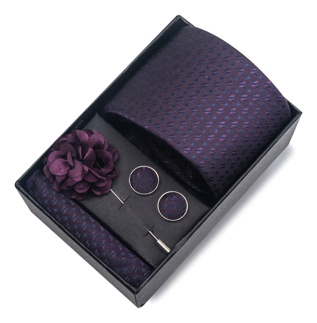 Kit de Corbata Wünd Púrpura con Accesorios para Hombre