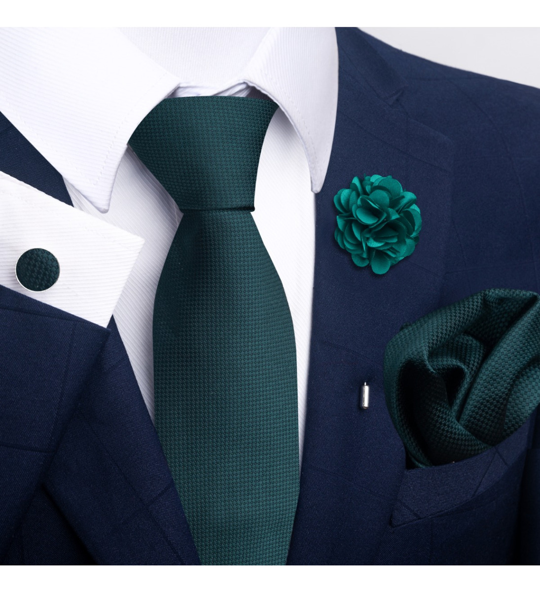 Foto 2 | Corbata de Boda + Boutonniere + Pañuelo + Gemelos Wünd Verdes