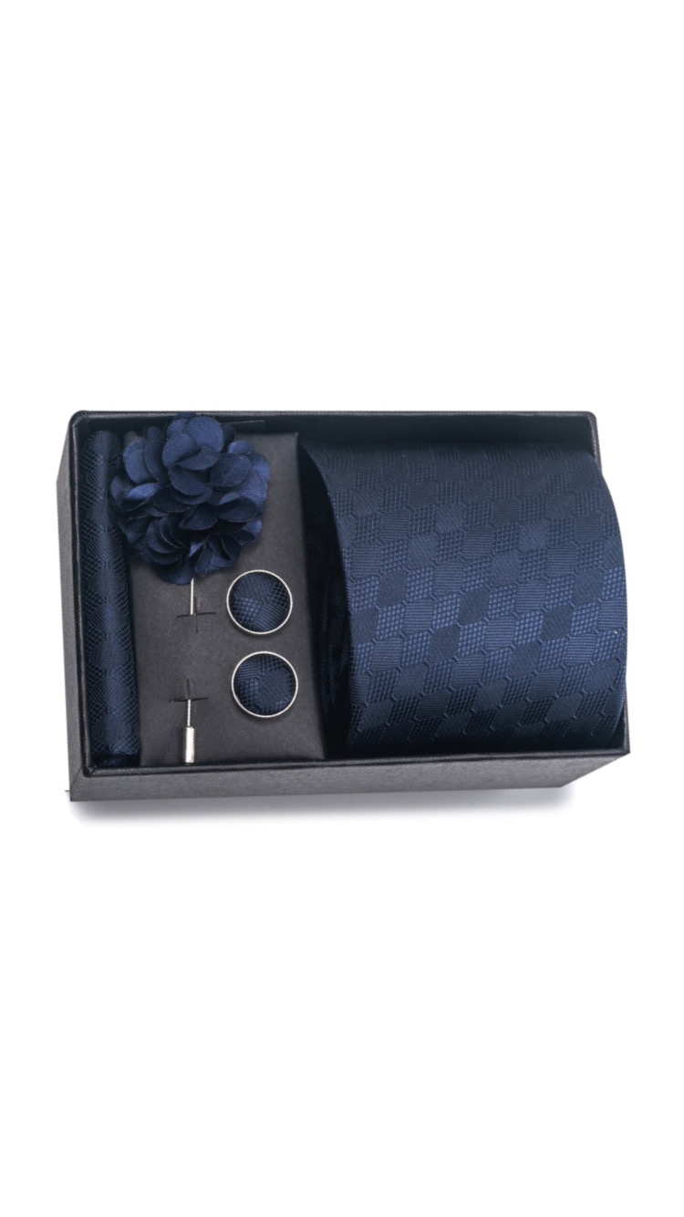 Foto 2 pulgar | Corbata + Boutonniere + Pañuelo + Gemelos Wünd Azul