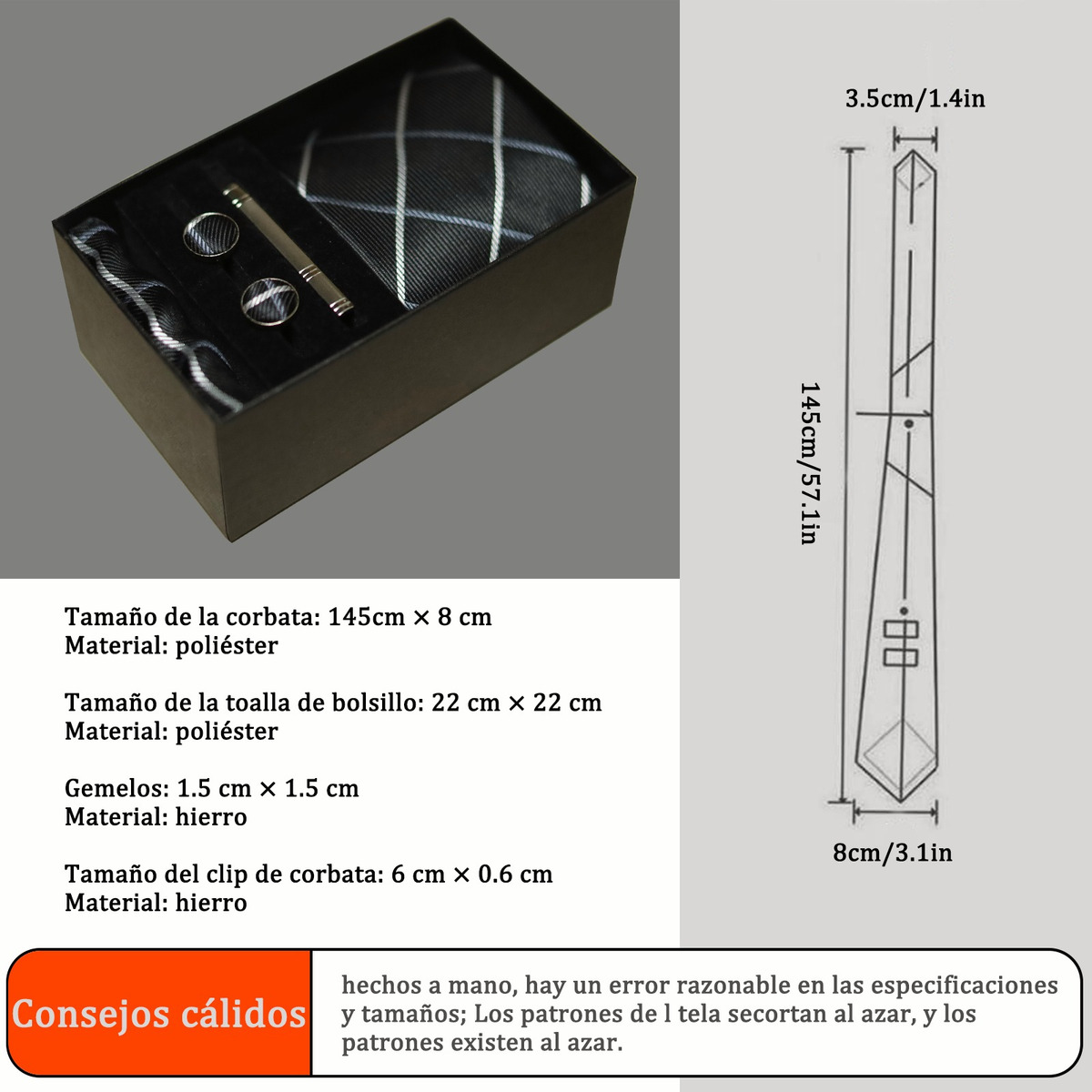 Foto 4 pulgar | Corbata con Pañuelo y Mancuernillas Wünd 5 Piezas