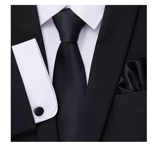 Foto 2 | Set de Corbata Formal de 8 cm Con Estuche de Regalo Negro Azul Oscuro