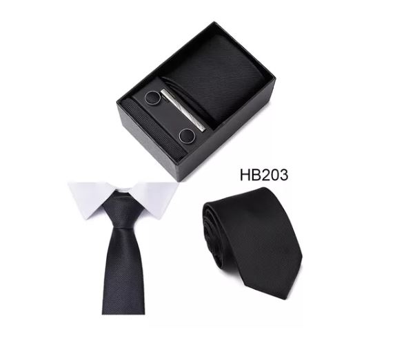 Foto 3 | Set de Corbata Formal de 8 cm Con Estuche de Regalo Negro Azul Oscuro