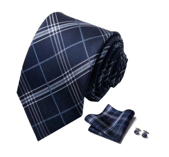 Foto 4 pulgar | Set de Corbata de 8 Cm con Estuche De Regalo Azul A Cuadros