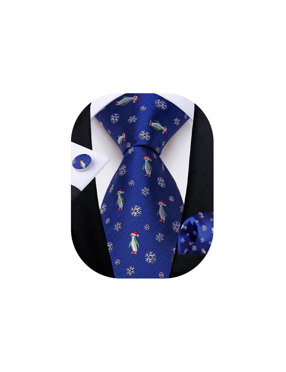 Foto 2 pulgar | Conjunto De Corbatas Dibangu Royal Blue Jacquard Silk Christmas Para Hombre - Venta Internacional.