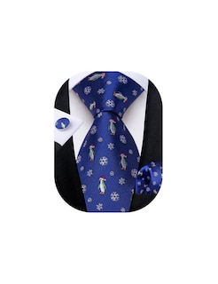 Foto 1 | Conjunto De Corbatas Dibangu Royal Blue Jacquard Silk Christmas Para Hombre - Venta Internacional.