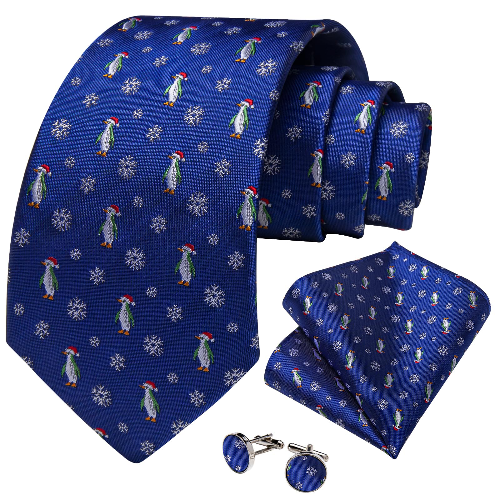Foto 3 pulgar | Conjunto De Corbatas Dibangu Royal Blue Jacquard Silk Christmas Para Hombre - Venta Internacional.