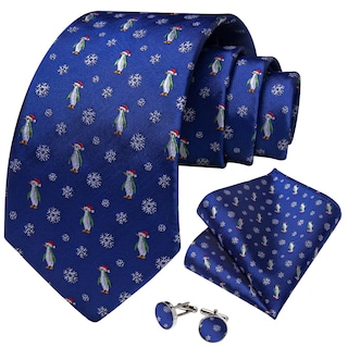 Foto 2 | Conjunto De Corbatas Dibangu Royal Blue Jacquard Silk Christmas Para Hombre - Venta Internacional.