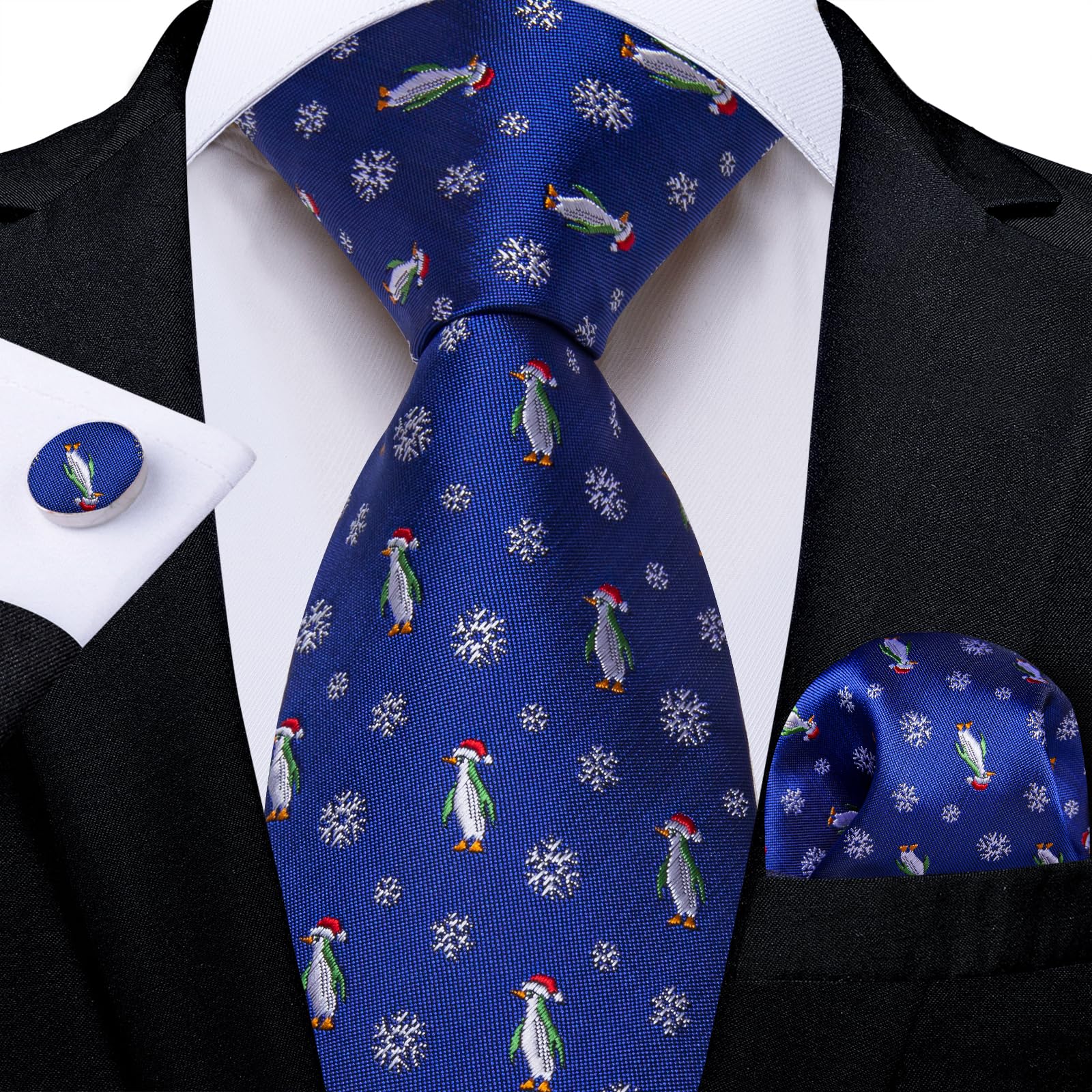 Foto 4 pulgar | Conjunto De Corbatas Dibangu Royal Blue Jacquard Silk Christmas Para Hombre - Venta Internacional.