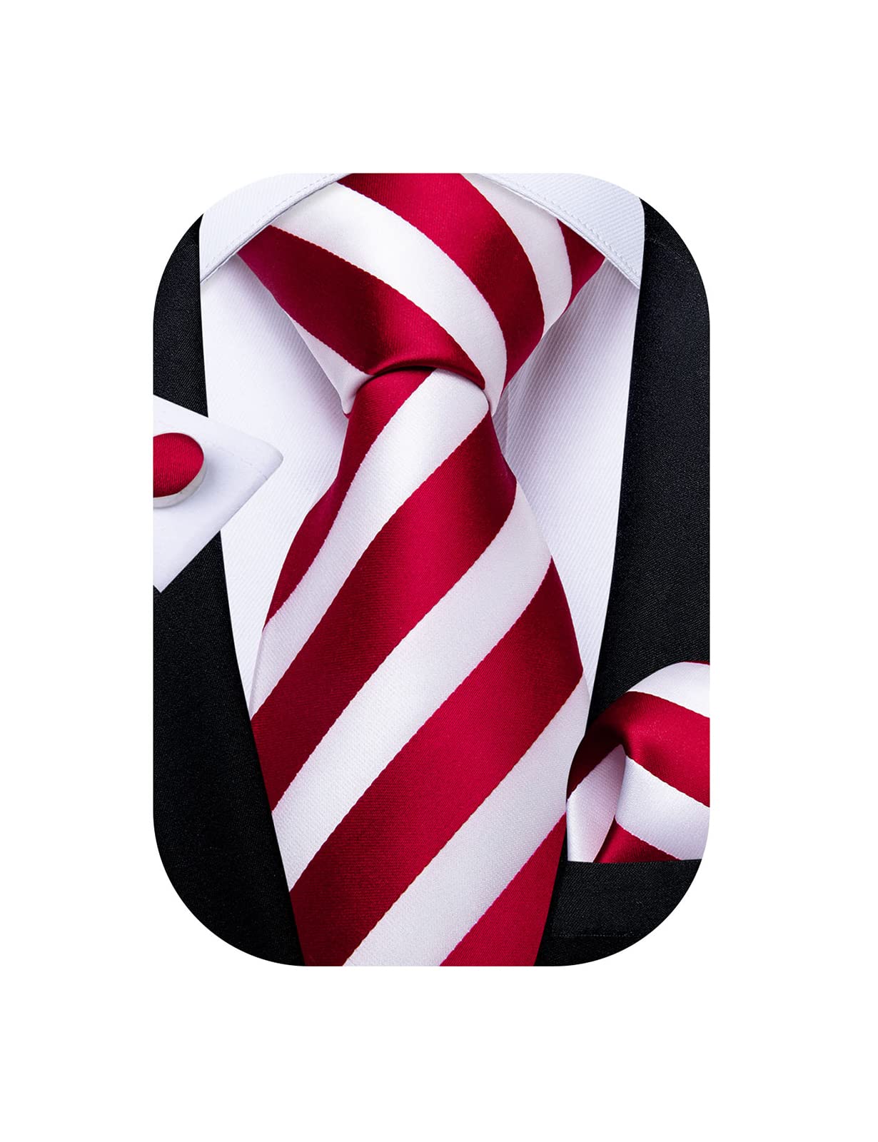 Foto 2 pulgar | Conjunto De Corbata Dibangu Tejido En Seda Roja Y Blanca En Jacquard Para Mí - Venta Internacional.