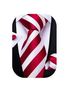 Foto 1 | Conjunto De Corbata Dibangu Tejido En Seda Roja Y Blanca En Jacquard Para Mí - Venta Internacional.