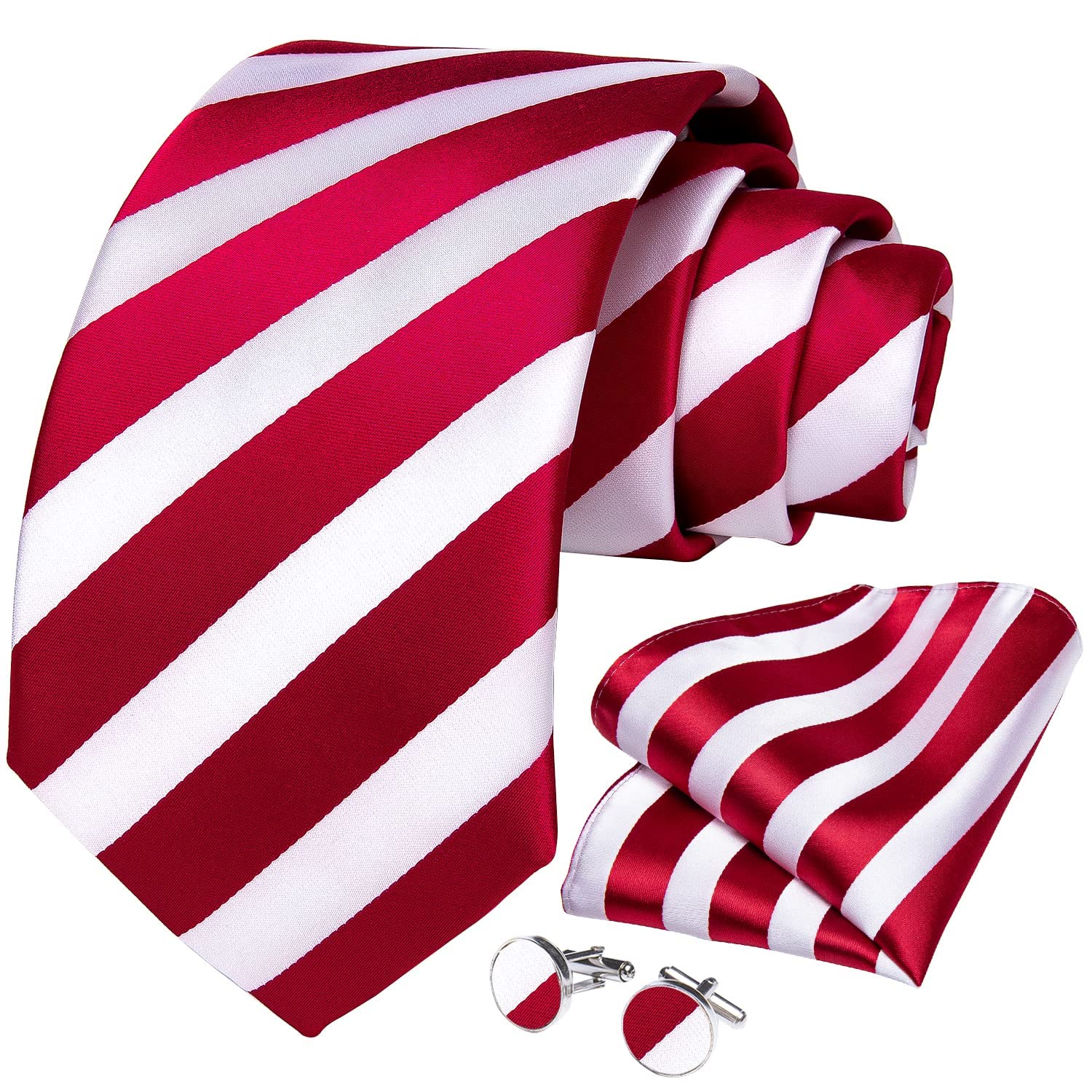 Foto 3 pulgar | Conjunto De Corbata Dibangu Tejido En Seda Roja Y Blanca En Jacquard Para Mí - Venta Internacional.