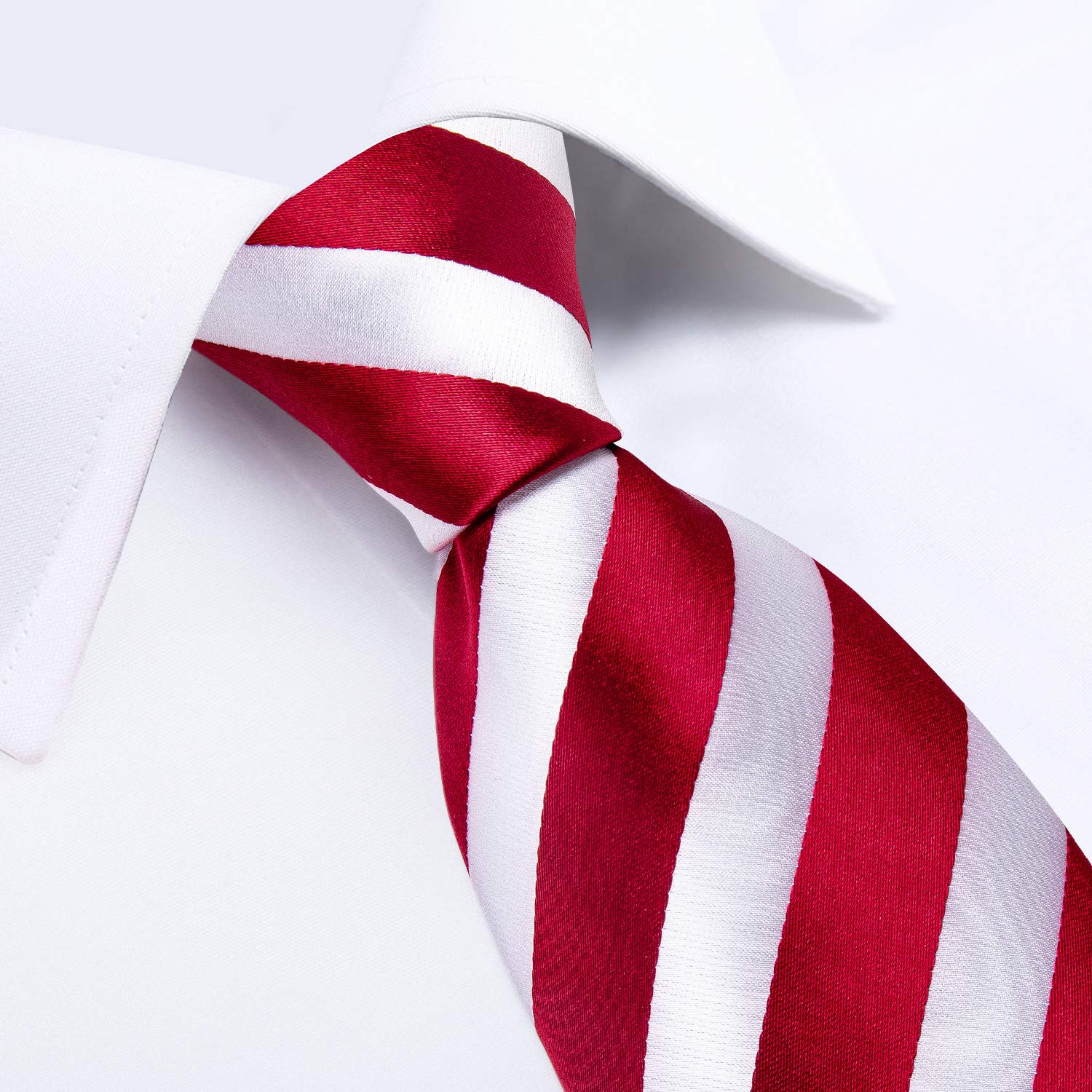 Foto 4 pulgar | Conjunto De Corbata Dibangu Tejido En Seda Roja Y Blanca En Jacquard Para Mí - Venta Internacional.