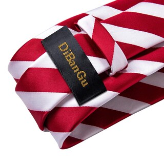Foto 6 | Conjunto De Corbata Dibangu Tejido En Seda Roja Y Blanca En Jacquard Para Mí - Venta Internacional.