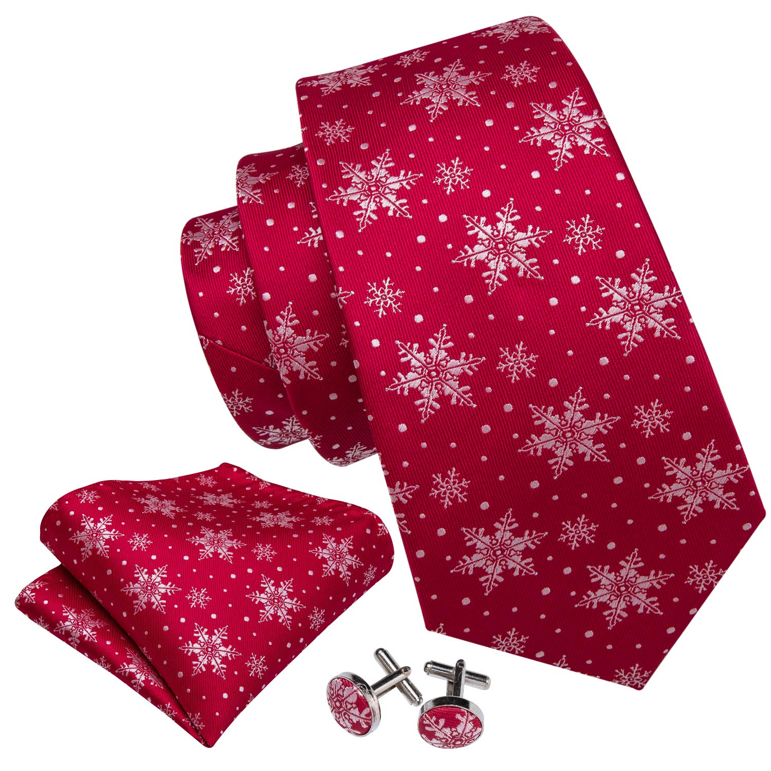 Foto 3 pulgar | Set De Corbata Barry.wang, Tejido En Seda Navideña, Para Hombre, Color Rojo Nieve - Venta Internacional.