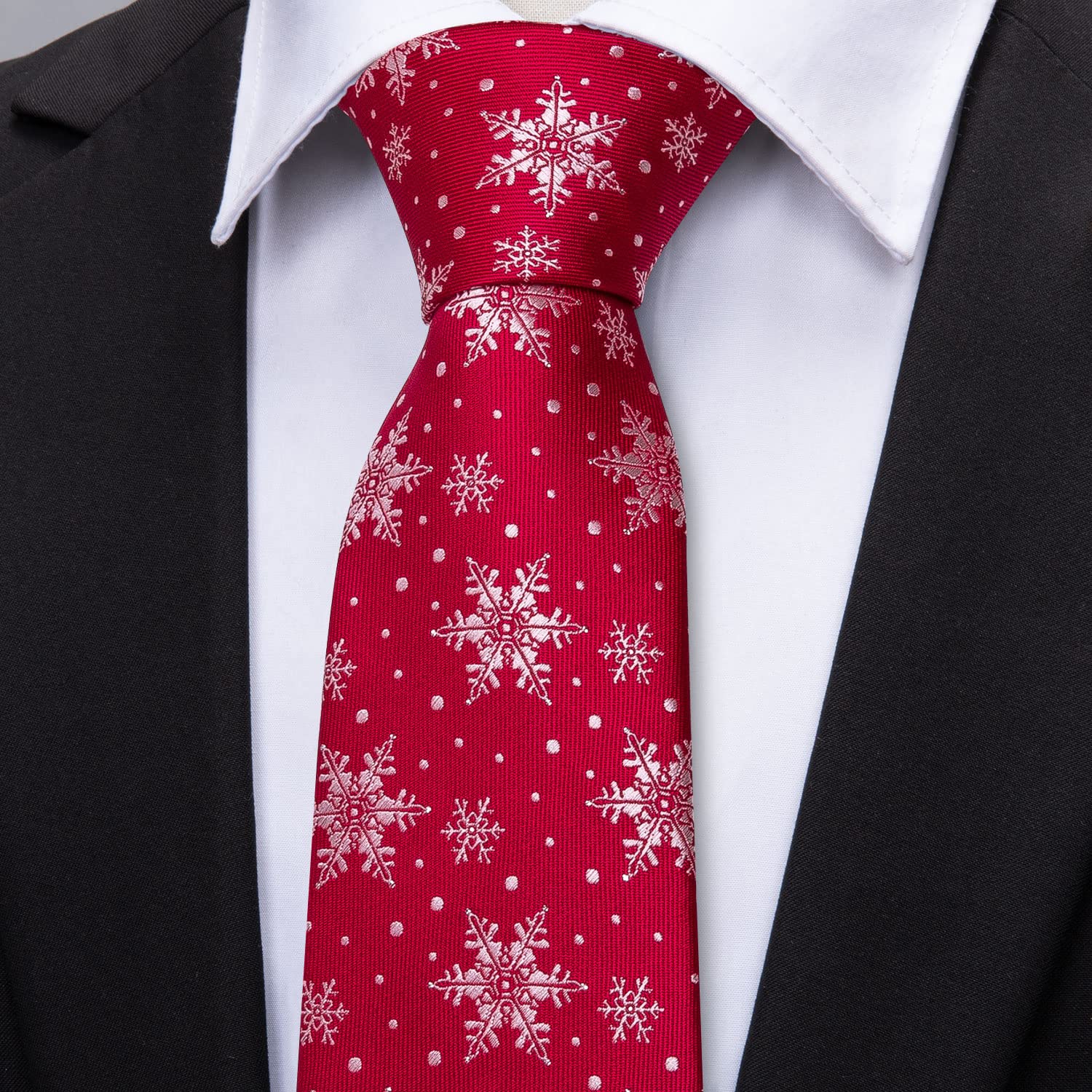 Foto 5 pulgar | Set De Corbata Barry.wang, Tejido En Seda Navideña, Para Hombre, Color Rojo Nieve - Venta Internacional.