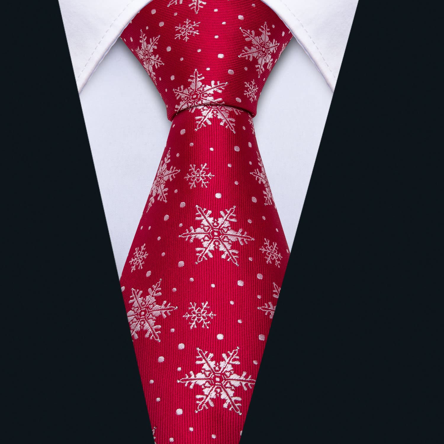Foto 8 pulgar | Set De Corbata Barry.wang, Tejido En Seda Navideña, Para Hombre, Color Rojo Nieve - Venta Internacional.