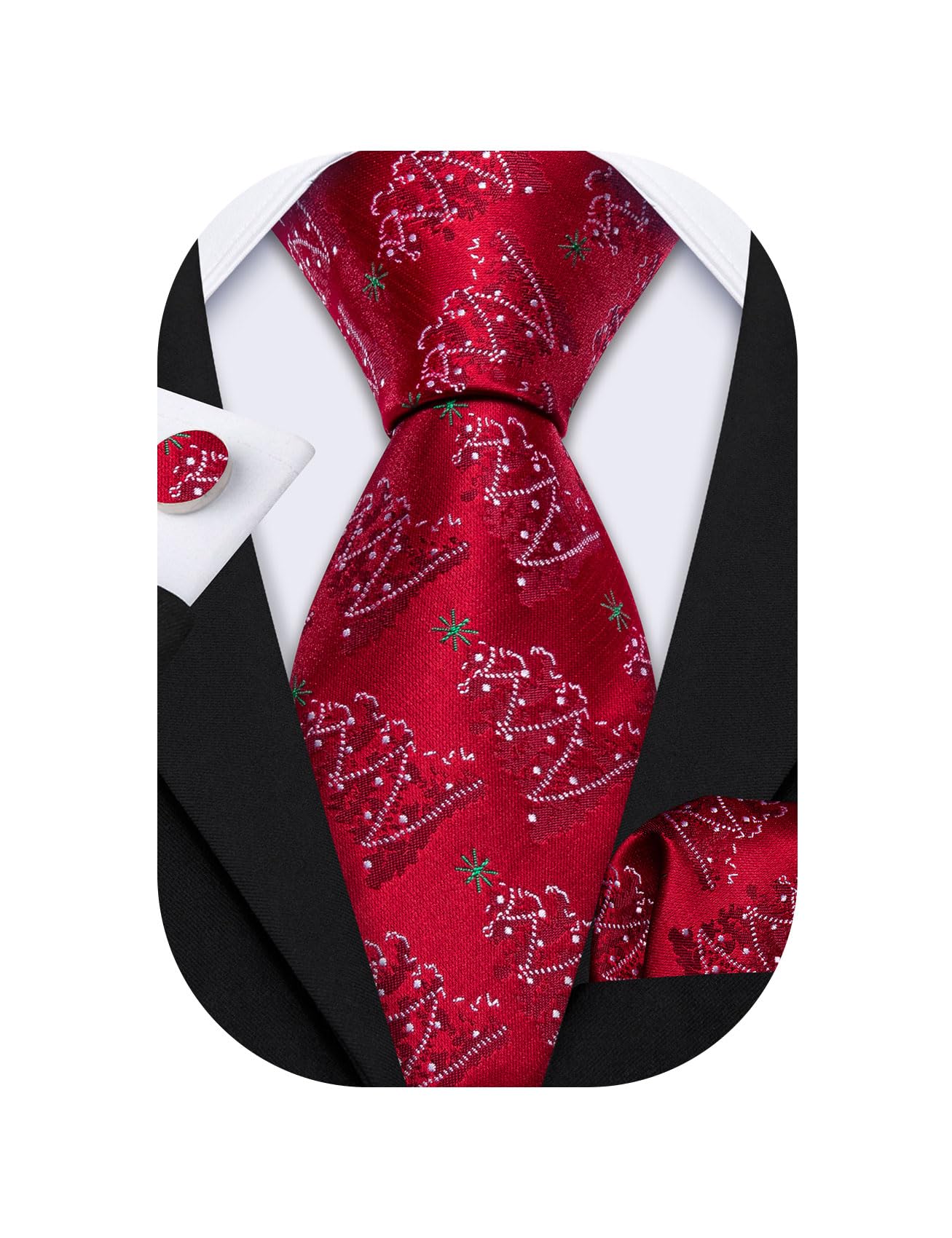 Foto 1 | Corbata Barry.wang De Seda Con Árboles De Navidad Color Burdeos Para Hombre - Venta Internacional.