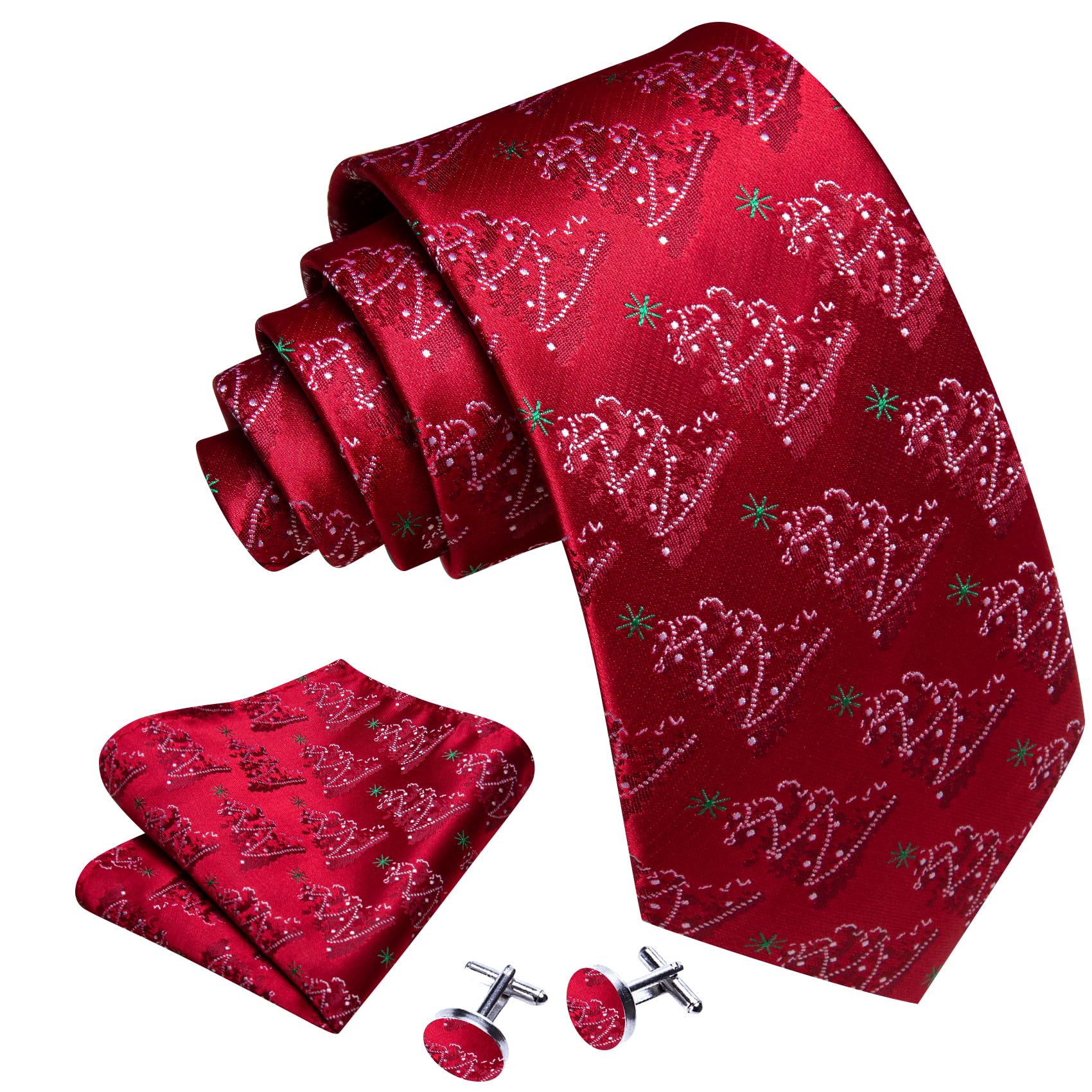 Foto 3 pulgar | Corbata Barry.wang De Seda Con Árboles De Navidad Color Burdeos Para Hombre - Venta Internacional.