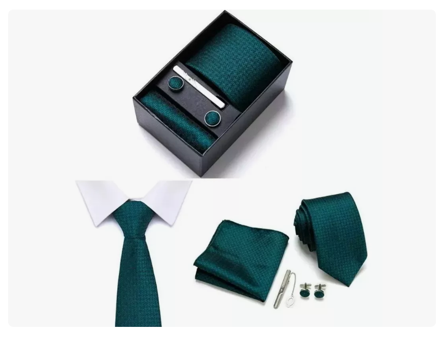 Foto 2 pulgar | Juego De Hombr Corbata Clips De Corbata De Moño Gemelos Color Verde Wünd