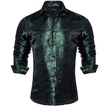 Camisa Dibangu Para Hombre, Seda, Cachemir, Manga Larga, Color Verde Cazador - Venta Internacional.
